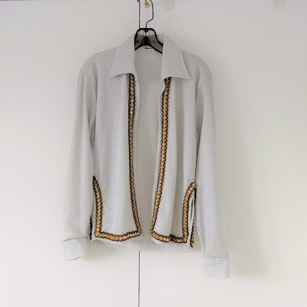 Vintage White Jacket with Gold Trim